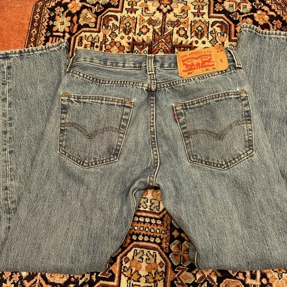 Vintage 501 Levi's Straight Leg Jeans Y2K light Blue Wash button fly - Picture 8 of 16